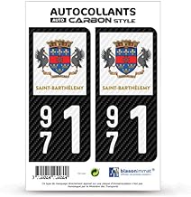 blasonimmat 2 Car Number Plate Stickers 971 Saint-Barthélemy – COM Carbon Style