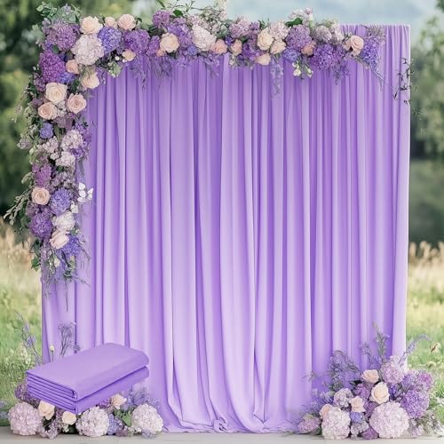 Wokceer Lavender Purple Backdrop Curtain Drapes for Parties, 2Pack 10x10FT