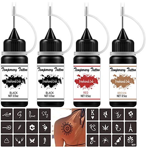TOFD Temporary Tattoo Kit Freehand Ink Semi Permanent Tattoo Jagua Gel Temp Tattoos