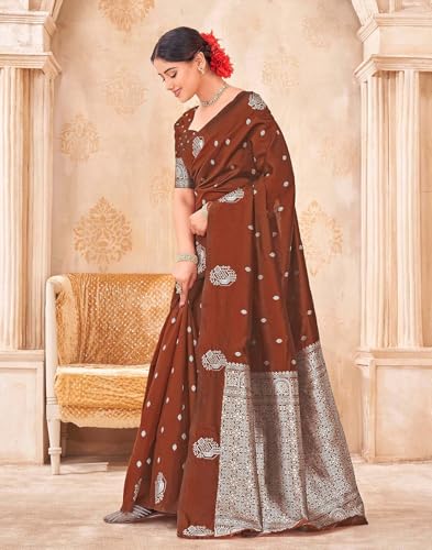 Image of SIRIL Women's Banarasi Soft Silk Saree Pure Silk with Unstitched Blouse Piece