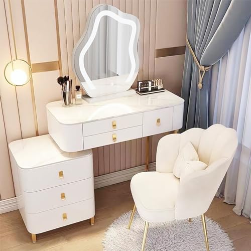 Tocador blanco moderno con espejo de iluminación