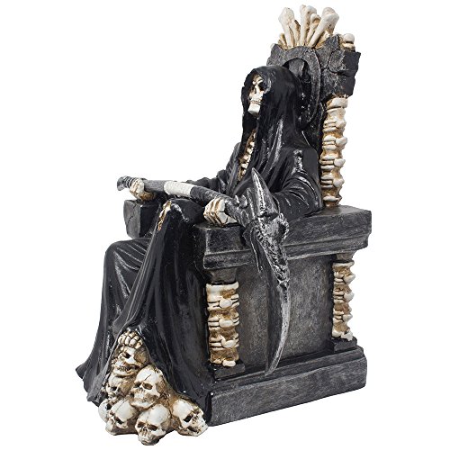 Estatua Grim Reaper en Trono con Guadaña para Decoración Halloween miniatura 3