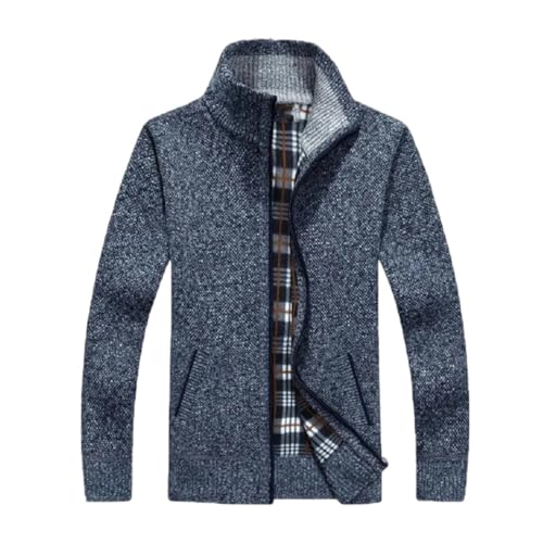 Col montant pour homme en tricot côtelé veste épaisse zippée manches longues