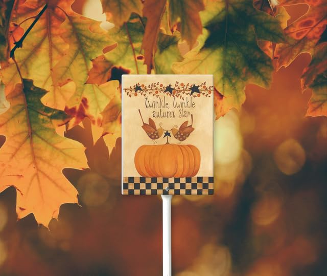 Geroclonup Palo in alluminio da 44,7 cm Decorazione autunnale per esterni Paletto da giardino rustico Autunno Cartello da cortile foglie autunnali Ornamenti da prato per portico giardino casa patio