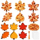 12Set Fall Maple Leaf Craft Kit DIY Thanksgiving Button Hanging Ornament