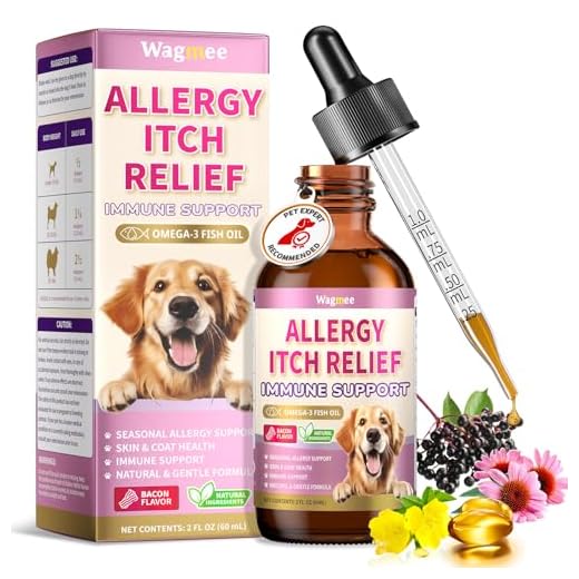 Wagmee Allergy Relief Drops for Dogs, Dog Itchy Skin Relief & Natural Yeast Treatment with Omega-3, Turmeric for Dogs Anti Itchy Ears Paw Relief - Dog Seasonal Allergies, Skin & Coat Immune Support