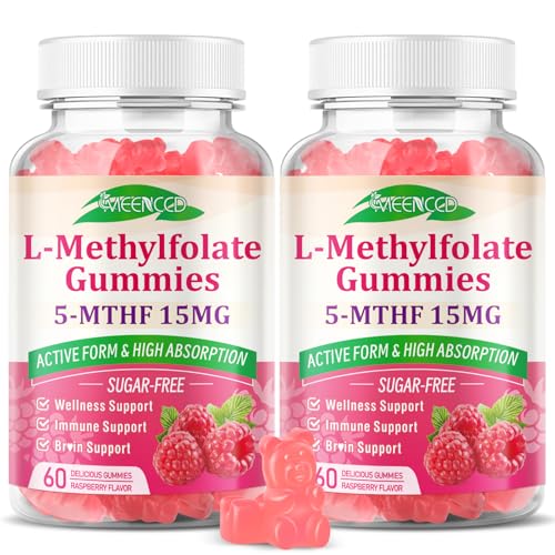 MEENCCD 2 Pack L-Methylfolate 15mg Gummies, Methylfolate Supplement, 5-MTHF Supplement - Active