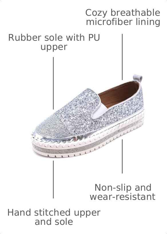 Image of Women's Fashion Rhinestone Slip On Sneakers Casual Comfort Platform Walking Shoes Cute Bowknot Glitter Bling Loafers