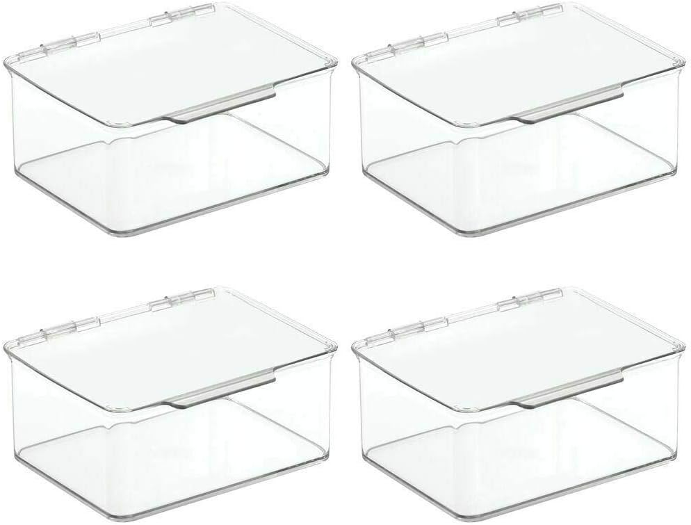 Small Plastic Stackable Kitchen Storage Box, Food, 4 Pack