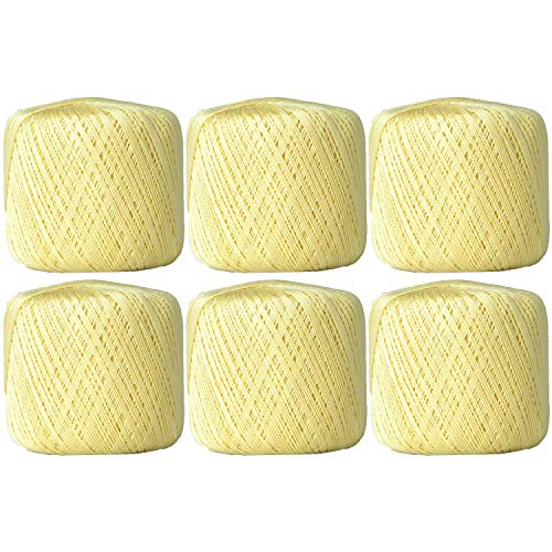 Image of ThreadArt 100% Cotton Crochet Thread Size 10, 6 Ball Pack, Lemonade 6 | Soft pure cotton crochet thread for lace, doilies, amigurumi and crafts. Smooth finish with crisp stitch definition.