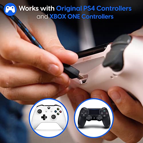 Cabo de carregamento TALK WORKS para controle de PS4, micro USB. preto/azul, pacote com 2
