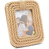 Okuna Outpost Jute Rope Picture Frame for 5x7 Inch Photos, Nautical Home Décor