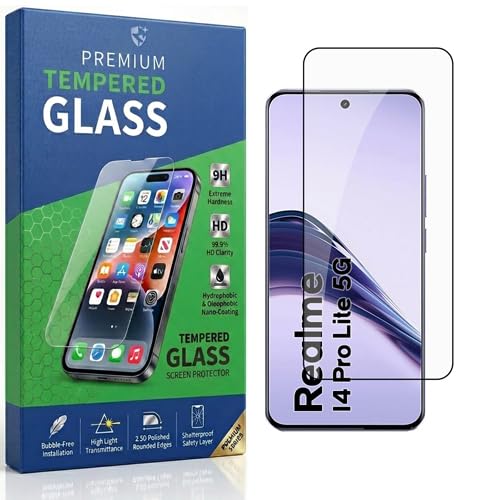 Image of Tempered Glass Compatible With Realme 14 Pro Lite 5G 6.7 | 9H Hardness | HD Clarity | Anti-Fingerprint | High Touch Sensitivity | Premium Screen Protector Guard