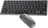 Teclado e Mouse Bluetooth Sem Fio, Kit Wireless 2.4G Recarregável USB, Teclado QWERTY Slim com Mouse Óptico,