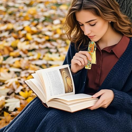 Image of Metal Bookmark Set of 4 with Tassel, Gold Hollow Van Gogh Design, Artistic Book Marker for Readers, Unique Gift for Book Lovers, Students, Men, Women, Kids.