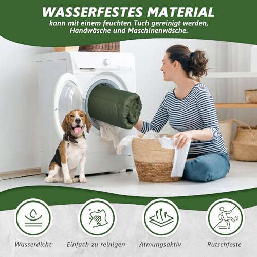 Lohofrnny wasserdichte Hundematte 110 x 68cm, Verdickung Komfort und Weiches Waschbares Reisedecke für Hunde, Faltbar Tragbare Hundekissen für Reise Camping Outdoor (Olivgrün)