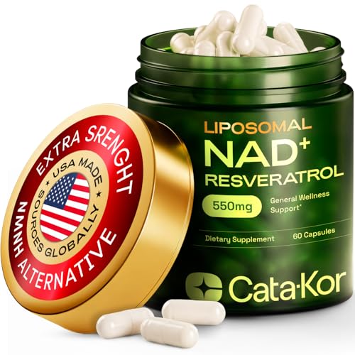 Cata-Kor Liposomal NAD+ Supplement with Resveratrol – NMN Supplement Alternative – Third-Party Tested – Advanced NAD Resveratrol
