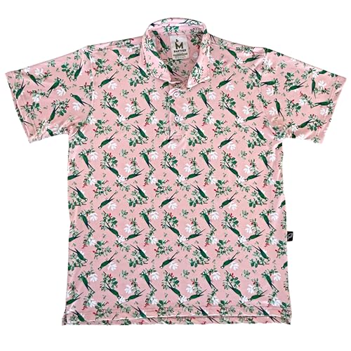 Partner Golf Shirts for Men, Short Sleeve Moisture Wicking Wrinkle Resistant Collared Shirt, Cruise Wear, Royal Parrot