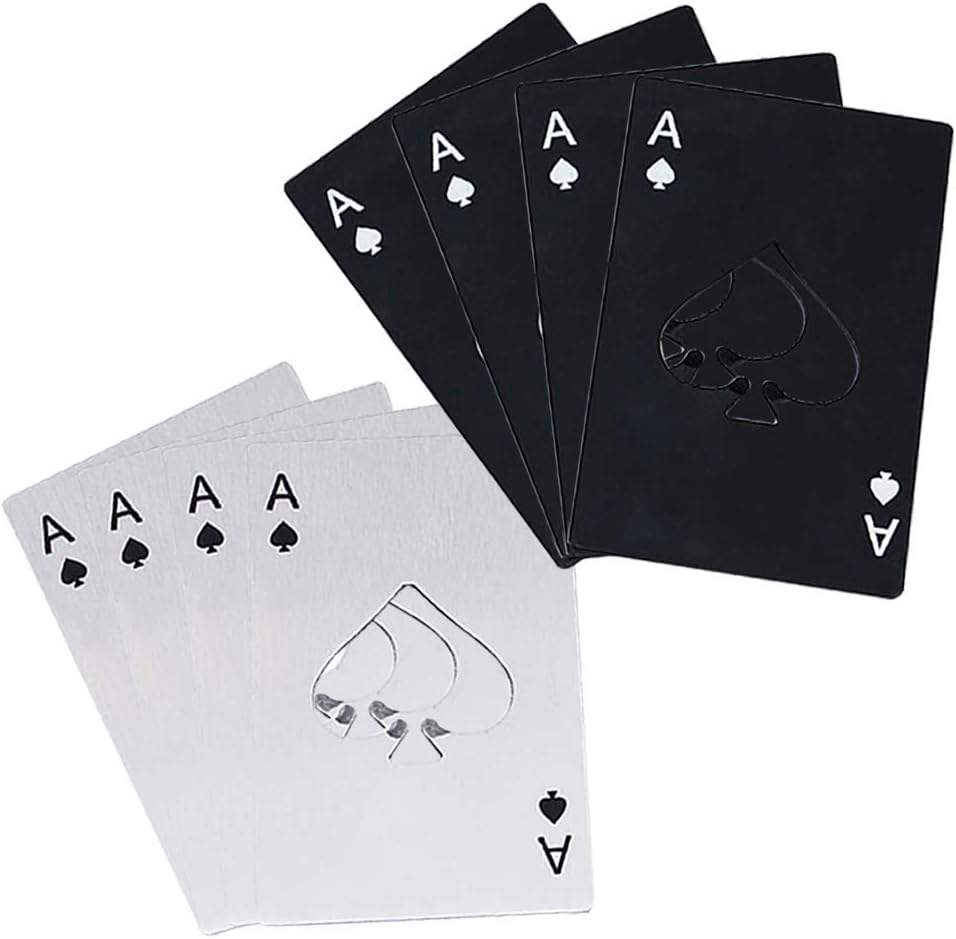 Airoads Ace Of Spades Bottle Opener Credit Card Size Pocker Cap Opener Portable Stainless Steel Can Opener (2 Pack Black & Silver): Home & Kitchen