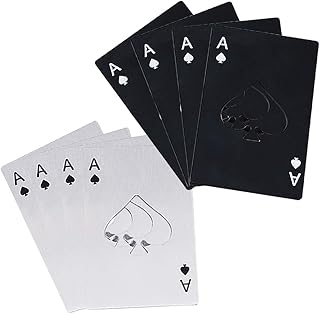 Ace Of Spades Bottle Opener Credit Card Size Pocker Cap Opener Portable Stainless Steel Can Opener (8 Pack Black & Silver)