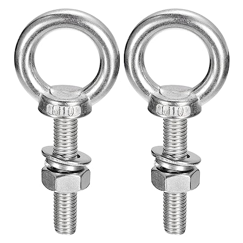 Image of uxcell Lifting Eye Bolt, 2 Sets M10x50mm Eye Bolt with Nut Washer 304 Stainless Steel Shoulder Lifting Ring Eye Bolt for Hanging Item