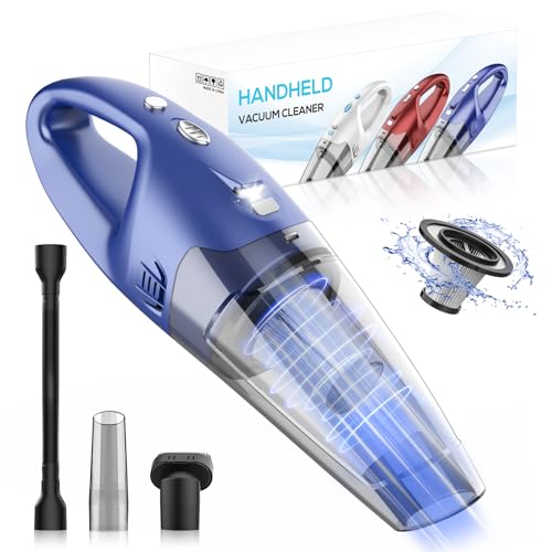 YOOHI Handheld Vacuum Cordless Rechargeable,Car Hand Held Vacuum Cleaner,1.5lbs Lightweight Dust Cordless Rechargeable with LED Light/Multi Accessories for Car and Home, Mine Portable Vacuum