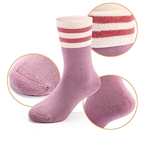 Big Girls Warm Cotton Socks Kids Winter Thick Crew Socks Thermal Cozy Socks for Girls 6 Pack 10-12 Years3