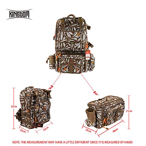 Kingdom Fishing Bag Multifunctional Fishing Backpack Tackle Bag Detachable Combination Lure Backpacks Fishing Gear Storage Shoulder Handbags with Phone Bag (khaki)