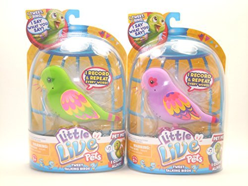 Little Live Pets Bird Single Pack Bundle-1 ea. Sweet Sophie and 1 ea.Silly Billie Tweet Talking Birds,comes with FREE Bonus 4ea.AAA/LR03 Batteries