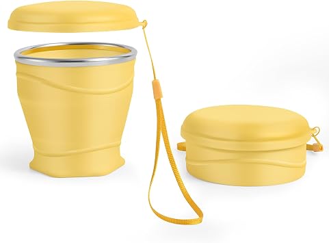 Yellow Collapsible Silicone Travel Cup,8.8oz 260ml BPA-Free