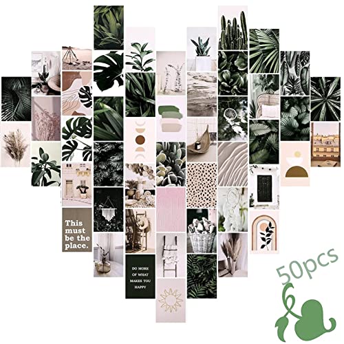 TOFFCAEA 50 Stück Ästhetisches Bild für Wandcollage, Jubor Ästhetisches Bild für Wandcollage, Wandcollage Set für Zimmer, Schlafsaal, Foto Display, VSCO Wall Poster für Schlafzimmer (Grün) Cover