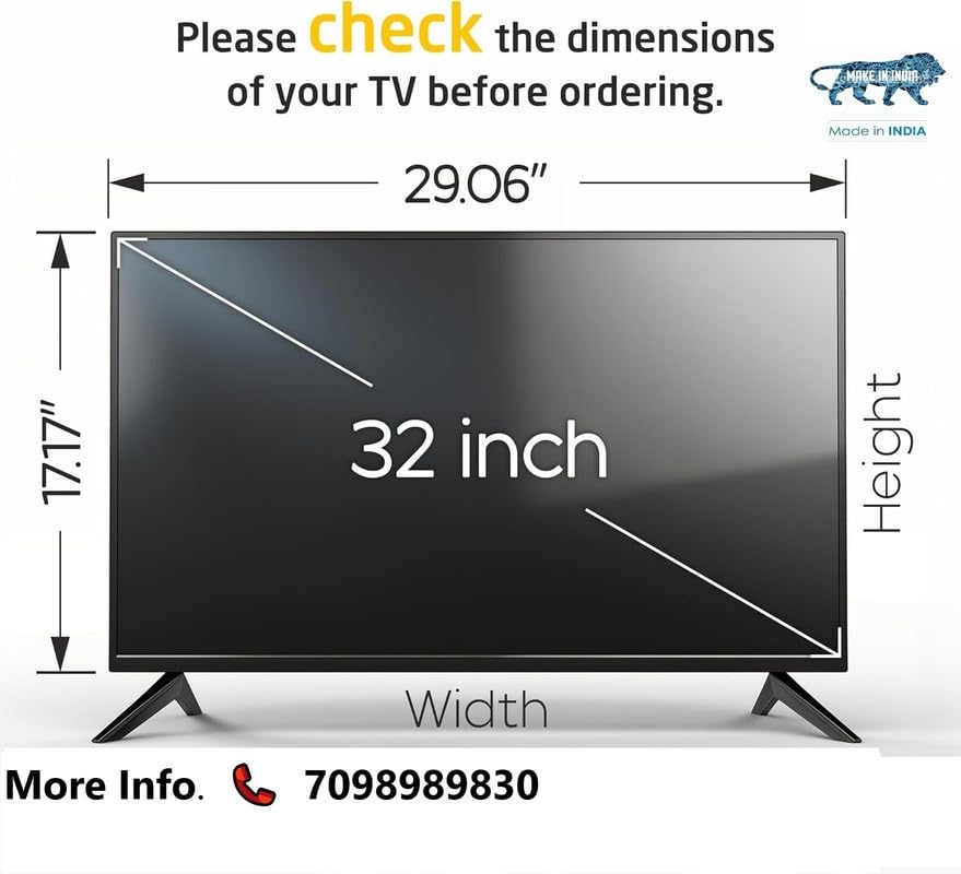 Image of 32 Inch TV Full Screen Protector - Tempered Glass Guard, Anti-Glare, LED LCD Crystal Clear 9H Surface Unbreakable,UV Protection,Plasma,Hardness,Anti Glare,Scratch Resistant,Strong & Durable