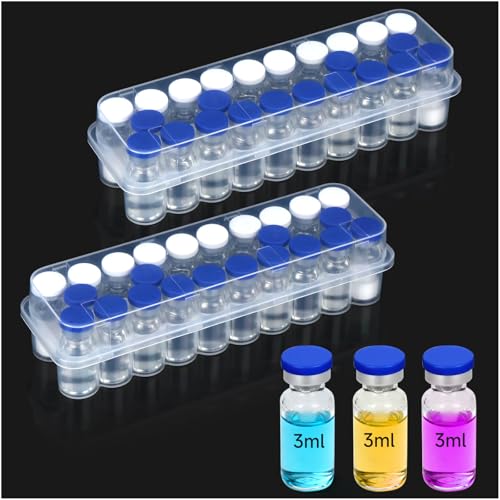 Leng Ke 2-Pack Peptide Case for Fridge, 3ml Vial Holder for Refrigerator, 24-Slot Insulin & Peptide Holder Each, Transparent 1-3ml Vial Storage Case for Diabetic Care
