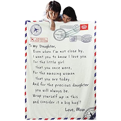 LANGSHI Letter Blanket- Love Letter Blanket-Air Mail Blanket-Flannel Throw Blanket Gifts (To Daughter from Mum) Cover
