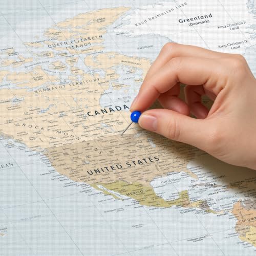 Image of IPIC Personalized Blue Ocean Framed World Map Pin Board, Size 42x28 in