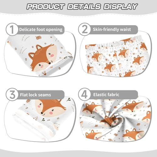 Girls Leggings Size 4T Cartoon Fox White Breathable Stretchy Tights Girl Yoga Pants for Dance Running3