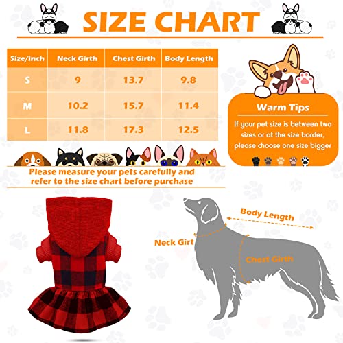 2 Pieces Christmas Knitted Plaid Dog Hoodie Dress Xmas Outfit Warm Soft Dog Sweater Skirt with Hat Winter Pet Coat… - Image 3