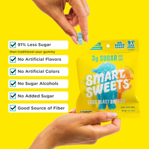Image of SmartSweets Sour Blast Buddies, Low Sugar Sour Gummy, 1.8oz Bags, 12 Pack
