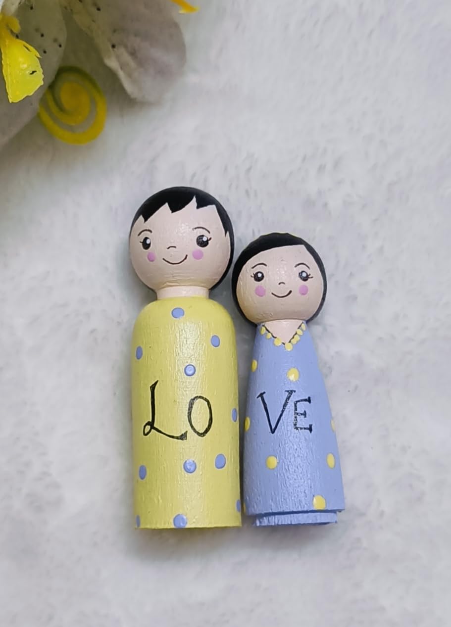 Price Drop! Loved It? Wooden Couple Love peg Doll | Gift for Couples, Girlfriend, Boyfriend | Home Decoration | Giftings for Birthday, Anniversary, Festival, Wedding | Karwachauth Gifts 2
