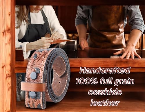 Image of F&L CLASSIC Western Belt without buckle for men - Full Grain Leather Cowboy Belts for jeans - One Piece Leather strap belt