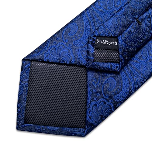 Image of DiBanGu Mens Paisley Tie Sets Silk Jacquard Woven Floral Necktie and Pocket Square Cufflinks Wedding Business Party