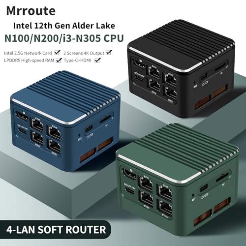Image of Mini Firewall PC N100 4C /4T,16GB LPDDR5 512GB SSD Micro PC,4K Dual Screen Display,4X LAN i226-V 2.5GbE Ports,Mini Desktop Computer Win11 Pro