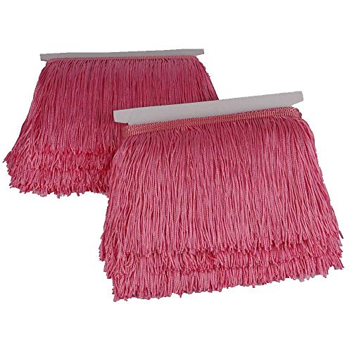 Heartwish268 Fringe Trim Lace Polyerter Fibre Tassel 6inch Wide 10 Yards Long for Clothes Accessories Latin Wedding Dress DIY Lamp Shade Decoration Black White Red(Pink)