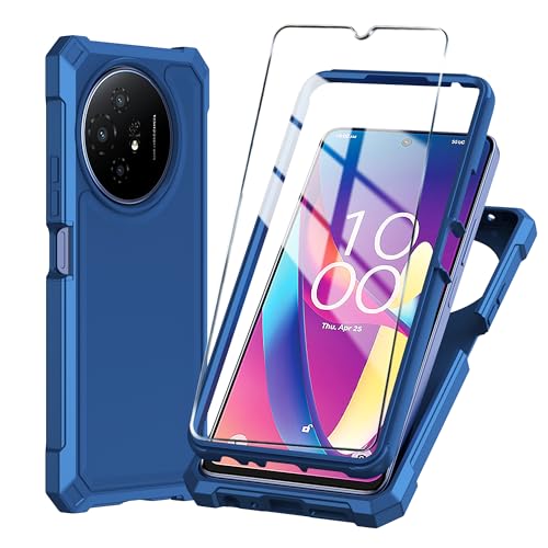 Mocotto for TCL 50 XL 5G Phone Case/TCL 50 XL NXTPAPER 5G Case with Tempered Glass Screen Protector Slim Soft Silicone Full-Body Protective Case (Blue)
