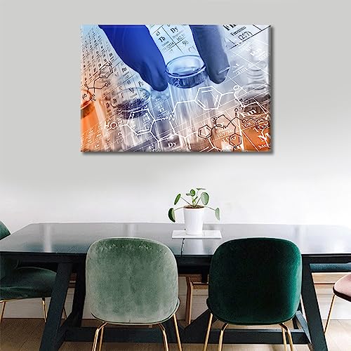 Image of TUMOVO Researcher 's Gloved Hand Holding the Test Tubes Poster Office Decor Clinical Laboratory Wall Art 1 Panel Medical Artwork Posters and Prints Framed Ready to Hang, 24 inch Wx36 H