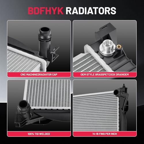Image of BDFHYK 2556 Aluminum Radiator for Audi A4, A4 Quattro 2003-2008, 16mm Core