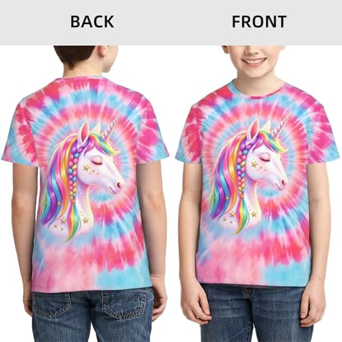 Image of Big Kids Tie Dye Shirt for Boys Girls Short Sleeve Hippie Tshirt Senior Tee
