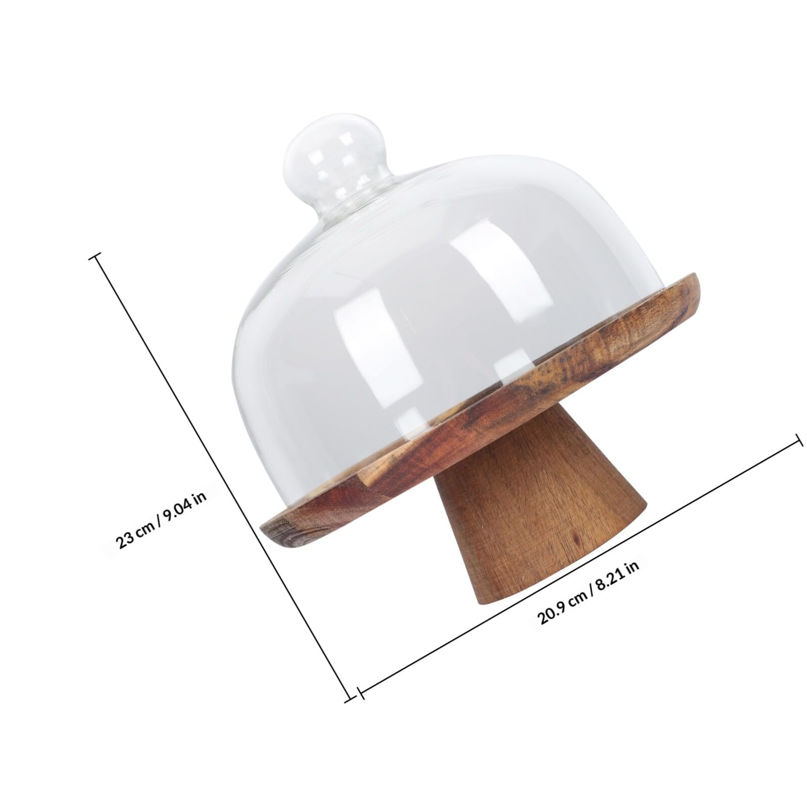 Porta Cupcake in Legno con Coperchio Vetrato Alzata per Dolci da Feste e Eventi, Vassoio per Cibo Naturale con Struttura in Legno e Tocco Unico