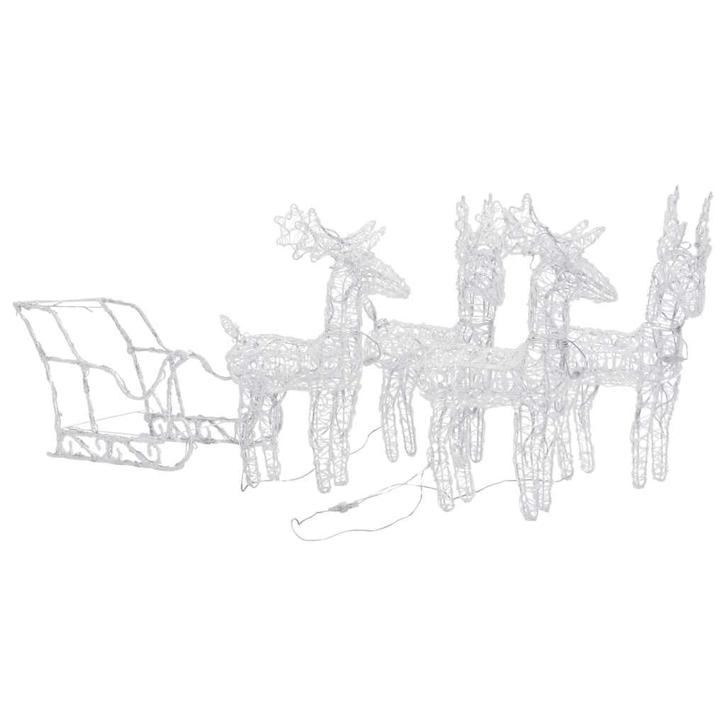 Weihnachtsdekoration Rentier Schlitten 280x28x55 cm LED Deko für Garten Außenbereich Warmweiß 240 LED 8 Lichteffekte