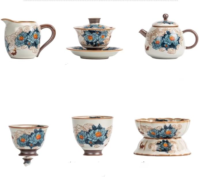 Nephrite Porcelain Gongfu Tea Set, Home Office Tea Pot Tea Cup Gift Box-set1